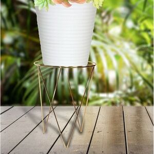 Gold Metal Plant Stand Hold up to 55 Lb & 12" Planter Decor